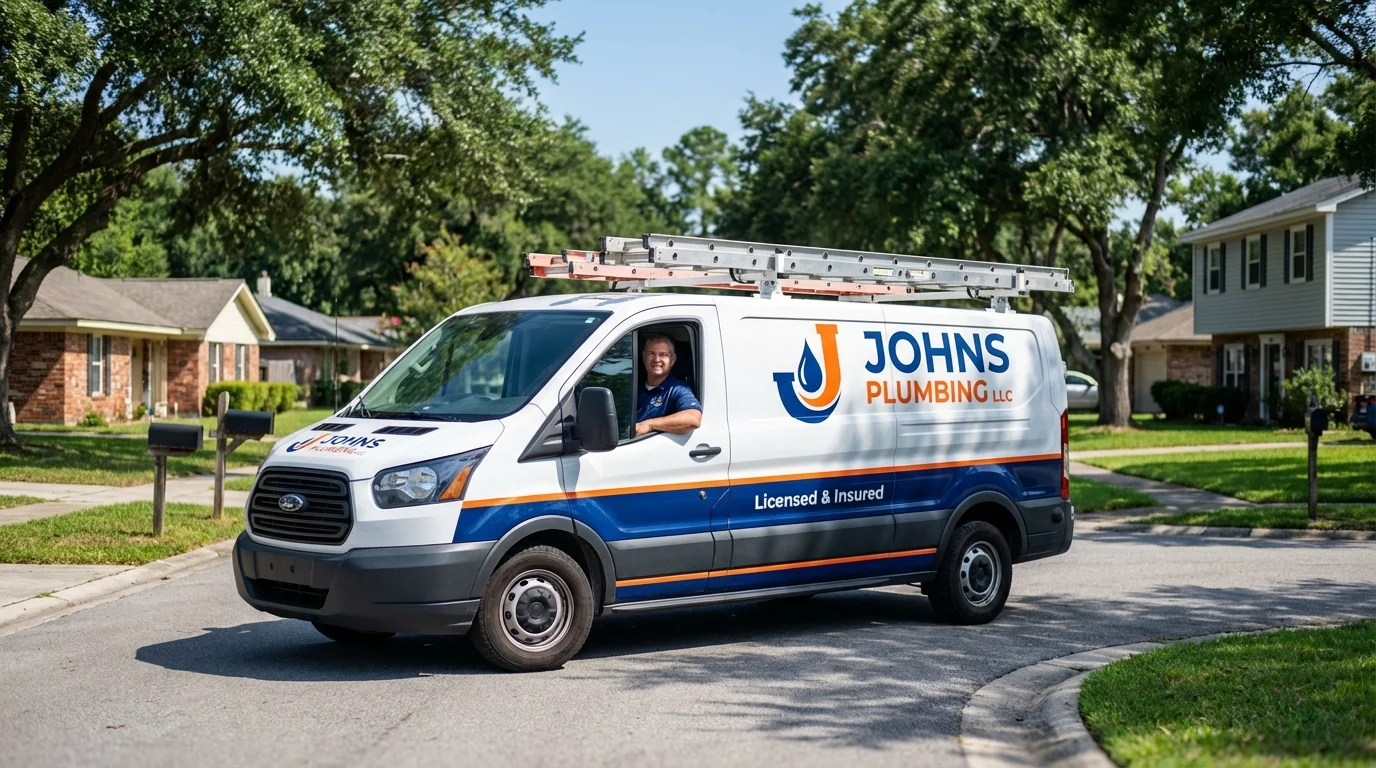 Johns Plumbing LLC service van in Worthington, IN