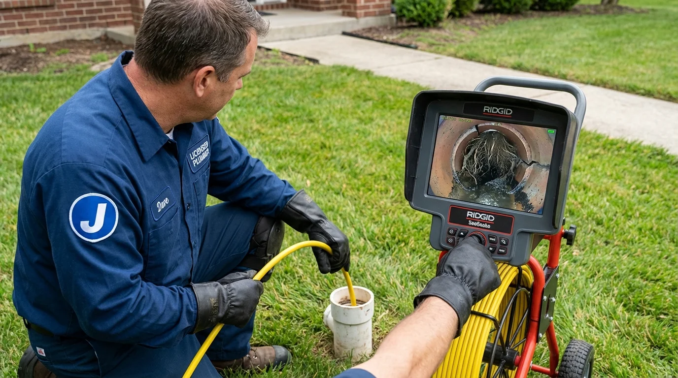 Sewer camera inspection being performed by Johns Plumbing LLC in Worthington